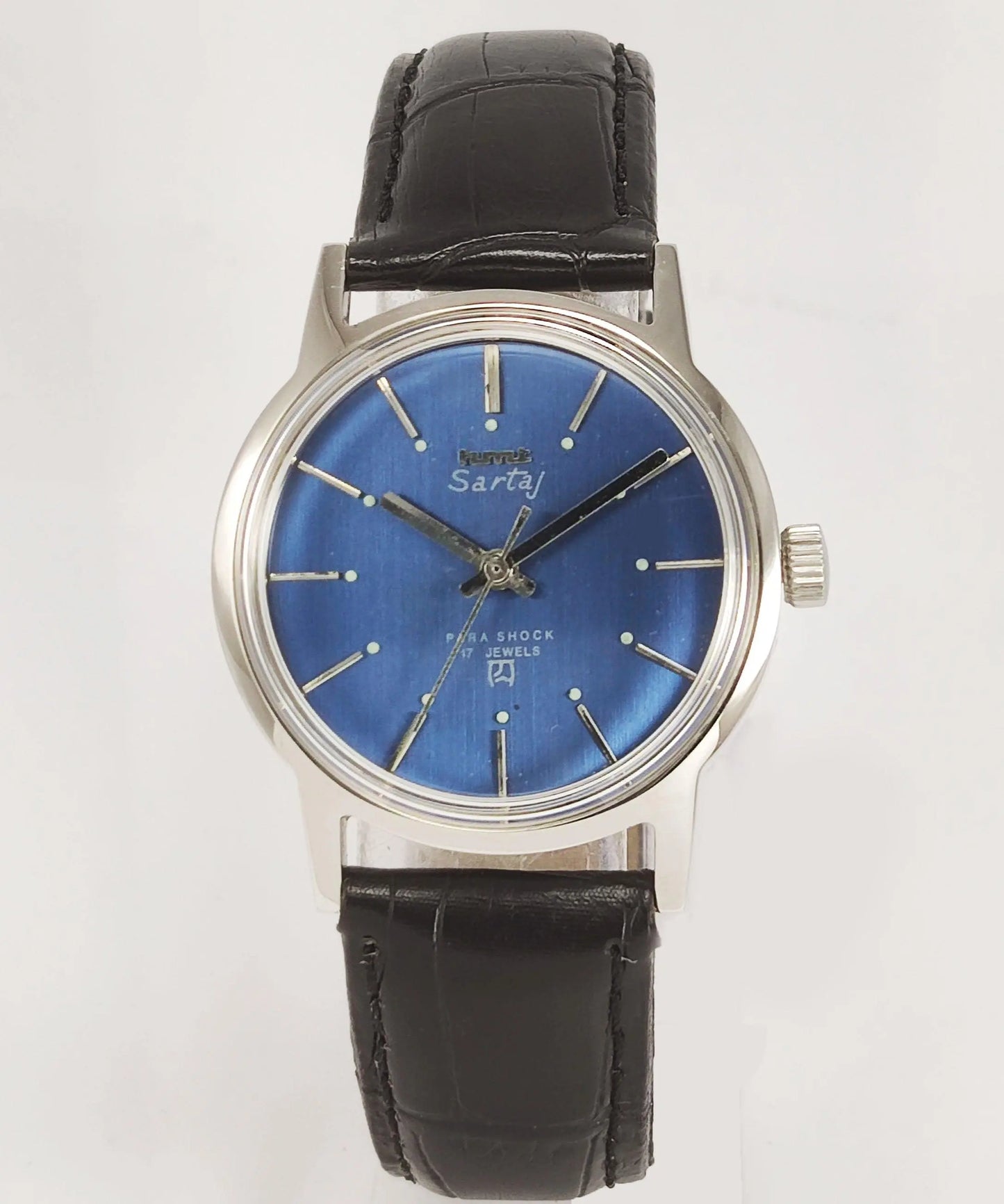 HMT Sartaj Para Shock 17 Jewels Blue Dial Mechanical Hand winding Men's Wrist Watch - Discover-Diamonds