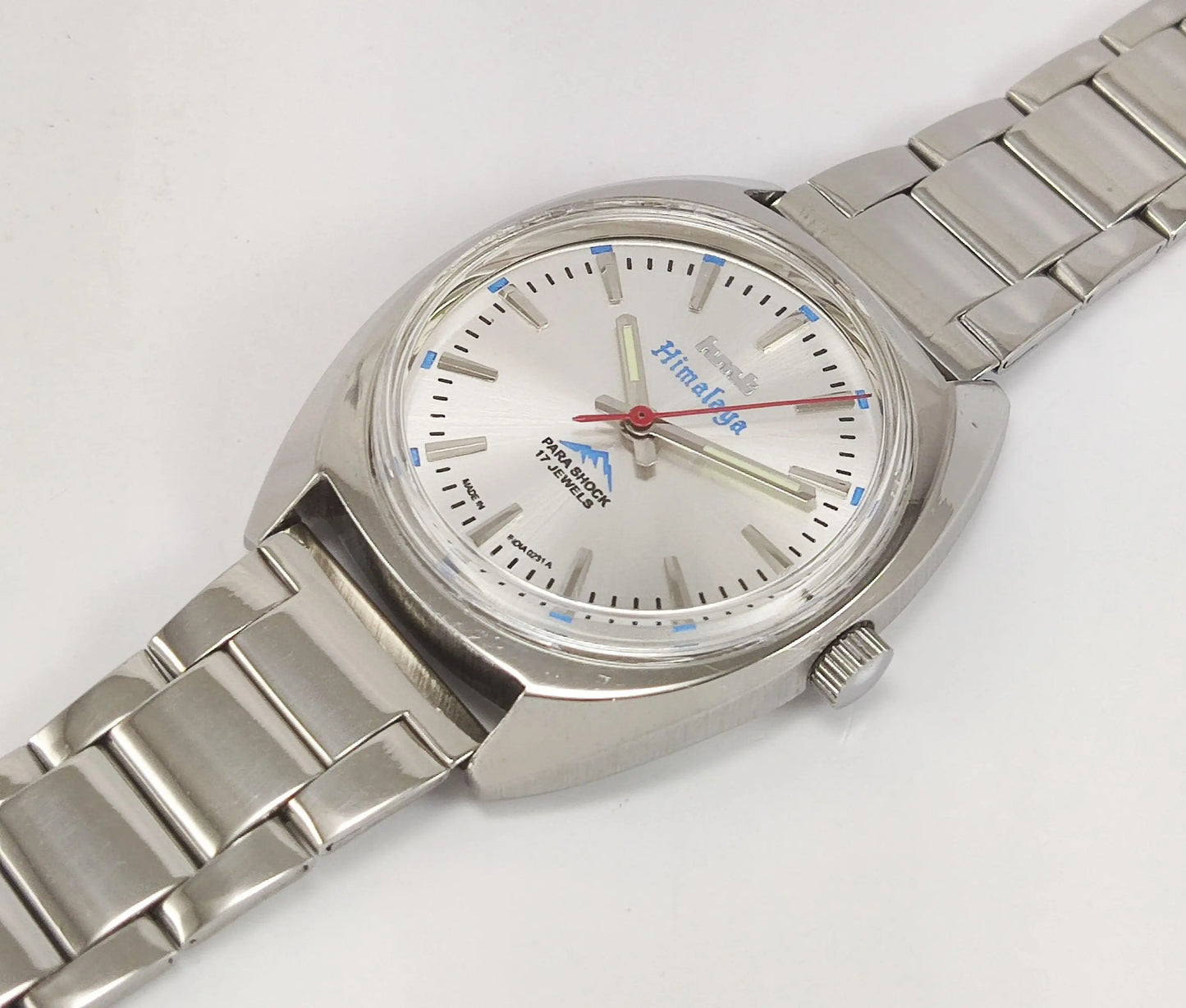 HMT Himalaya Para Shock 17 Jewels Silver Dial Mechanical Hand winding Men's Wrist Watch - Discover-Diamonds