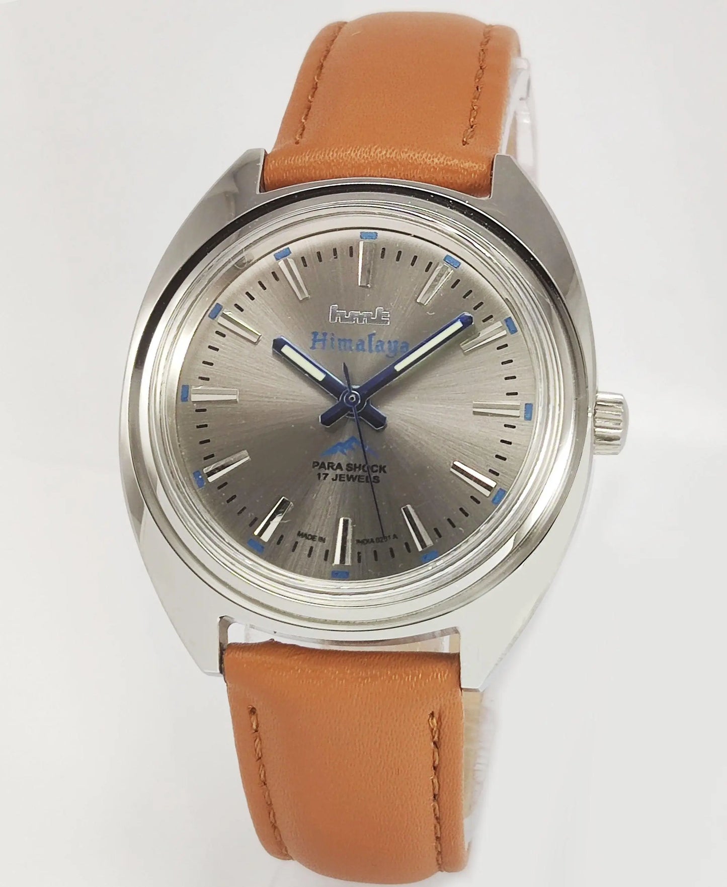HMT Himalaya Para Shock 17 Jewels Gray Dial Transparent Back Mechanical Hand winding Men's Wrist Watch - Discover-Diamonds