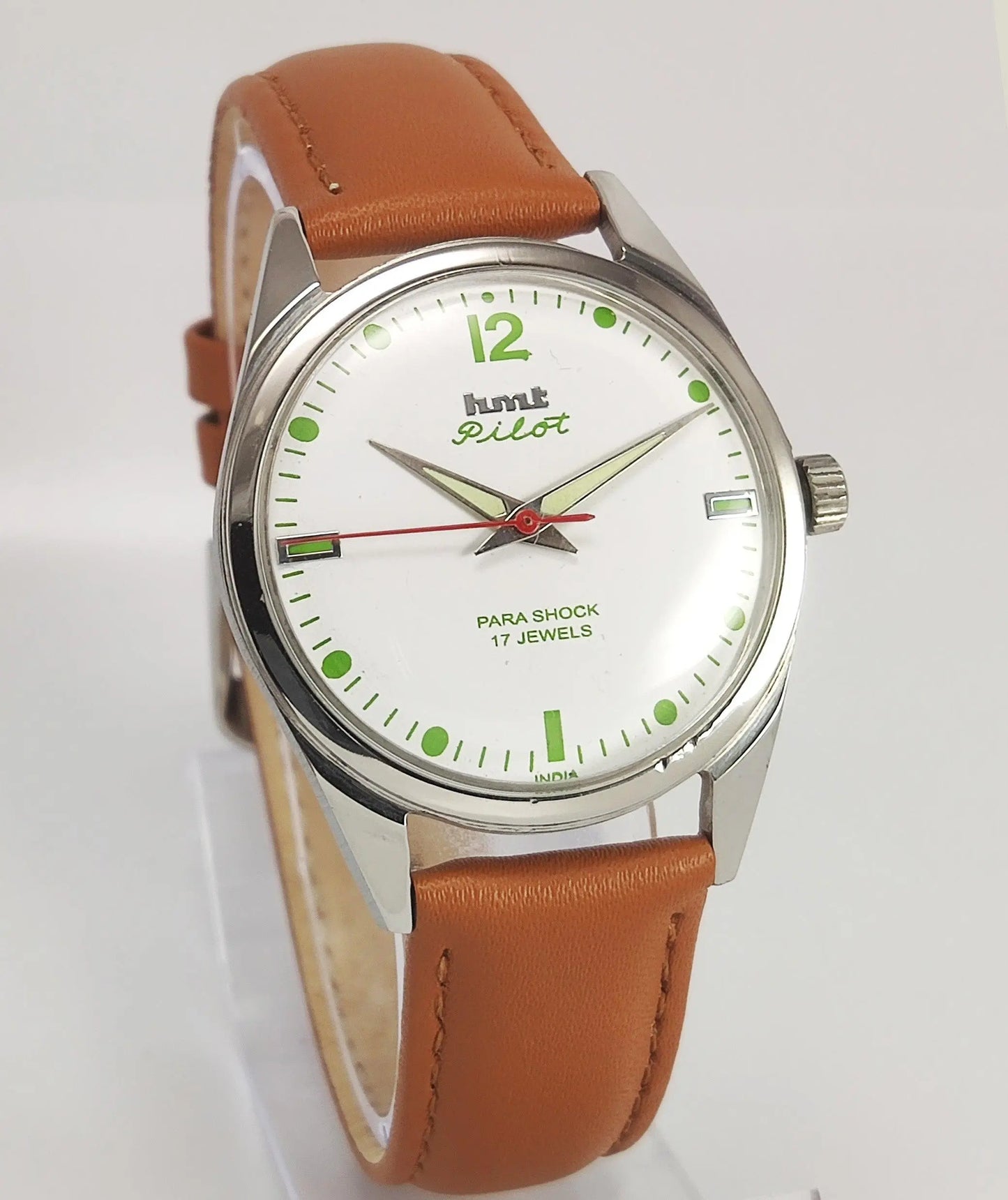 HMT Pilot Para Shock 17 Jewels White Dial Radium Hands Mechanical Hand winding Men's Wrist Watch - Discover-Diamonds