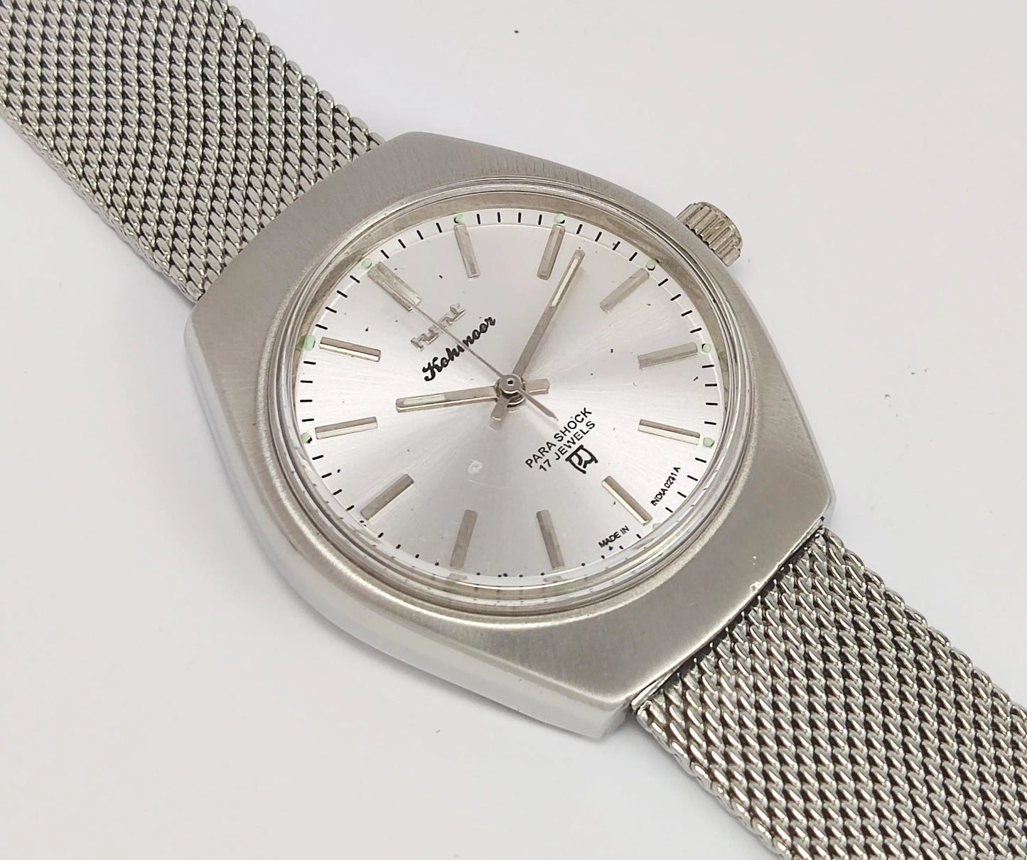 HMT Kohinoor Para Shock 17 Jewels Silver Dial Mechanical Hand winding Men's Wrist Watch - Discover-Diamonds