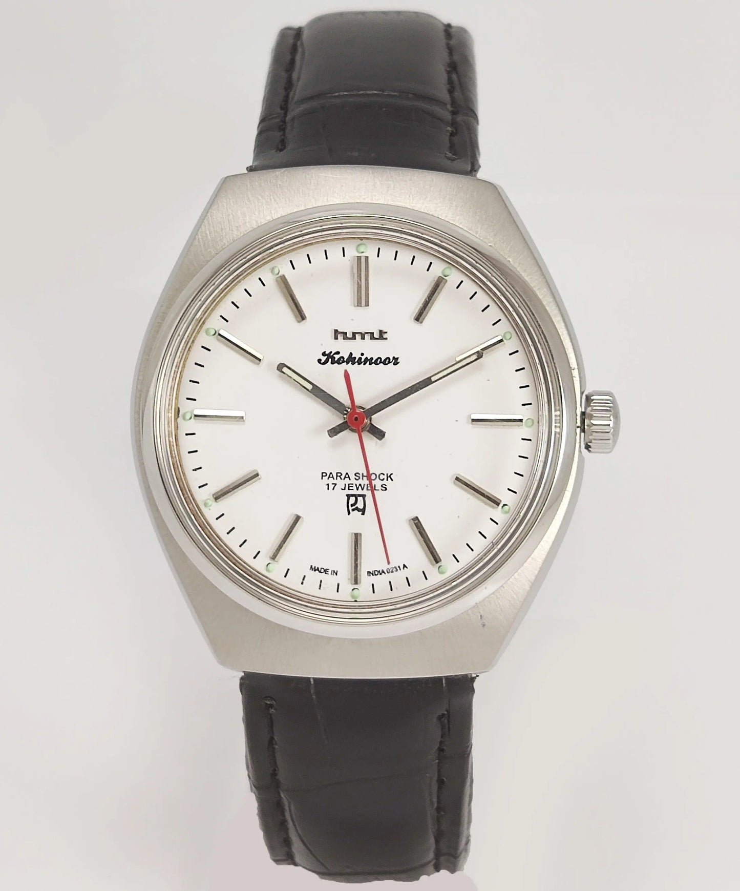 HMT Kohinoor Para Shock 17 Jewels White Dial Mechanical Hand winding Men's Wrist Watch - Discover-Diamonds