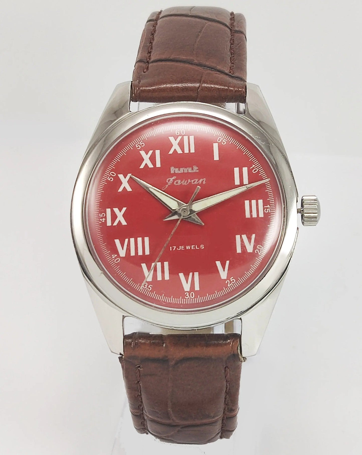 HMT Jawan Para Shock 17 Jewels Red Dial Mechanical Hand winding Men's Wrist Watch - Discover-Diamonds