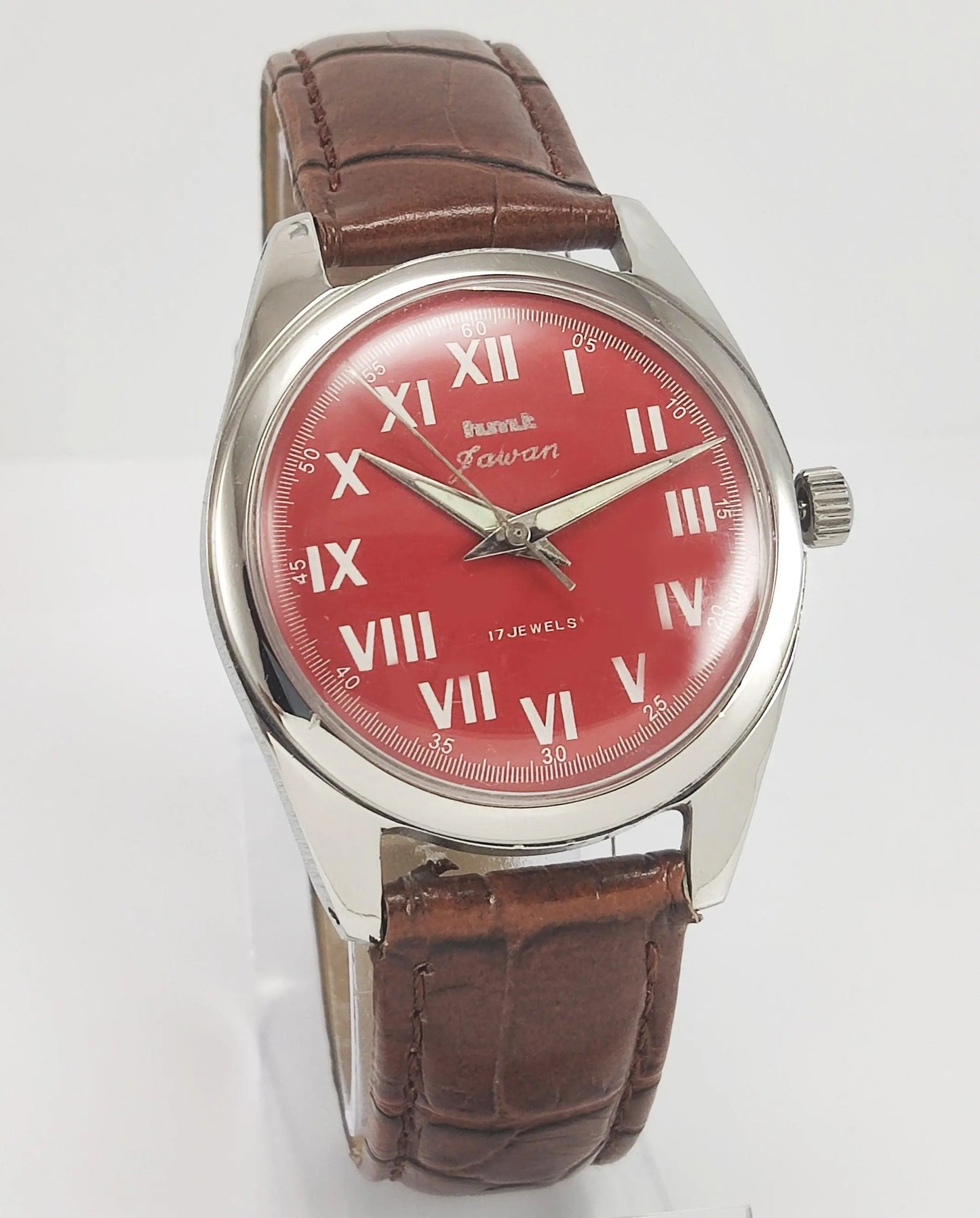 HMT Jawan Para Shock 17 Jewels Red Dial Mechanical Hand winding Men's Wrist Watch - Discover-Diamonds