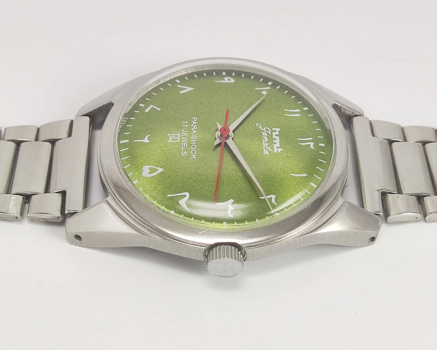 HMT Janata Para Shock 17 Jewels Apple Green Urdu/Arabic Dial Mechanical Hand winding Men's Wrist Watch Discover-Diamonds