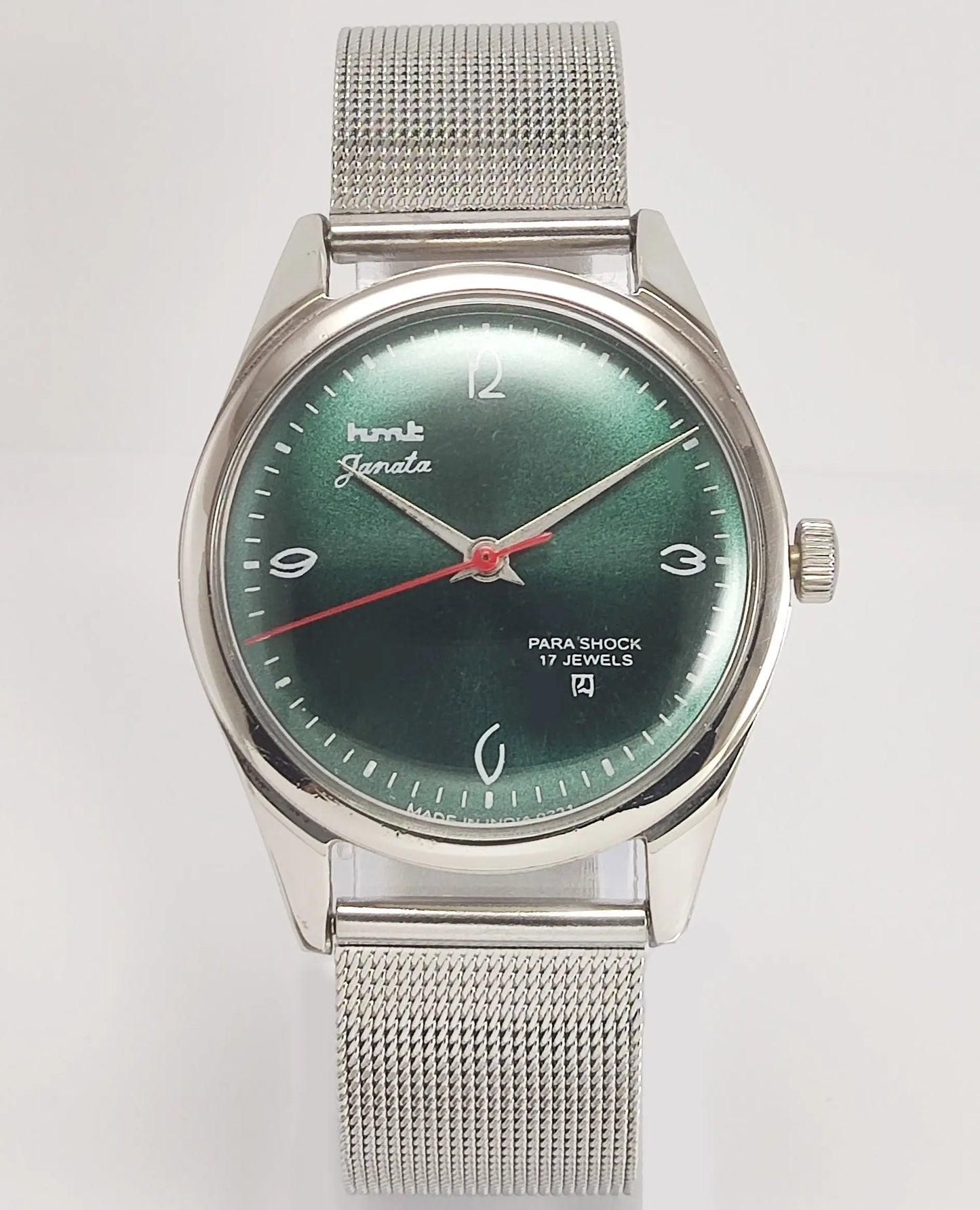 HMT Janata Para Shock 17 Jewels Green Dial Mechanical Hand winding Men's Wrist Watch Discover-Diamonds