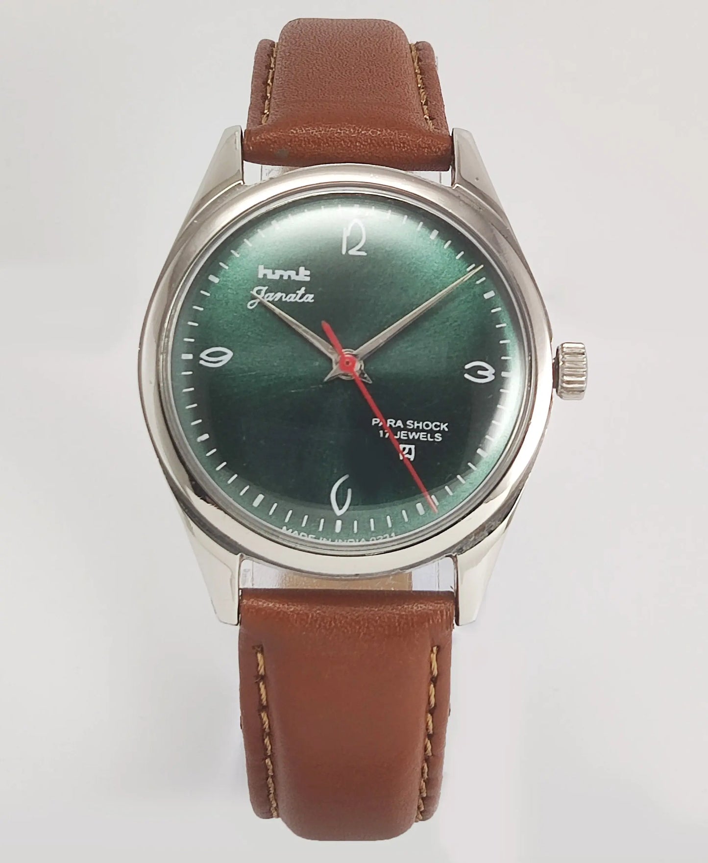 HMT Janata Para Shock 17 Jewels Green Dial Mechanical Hand winding Men's Wrist Watch Discover-Diamonds