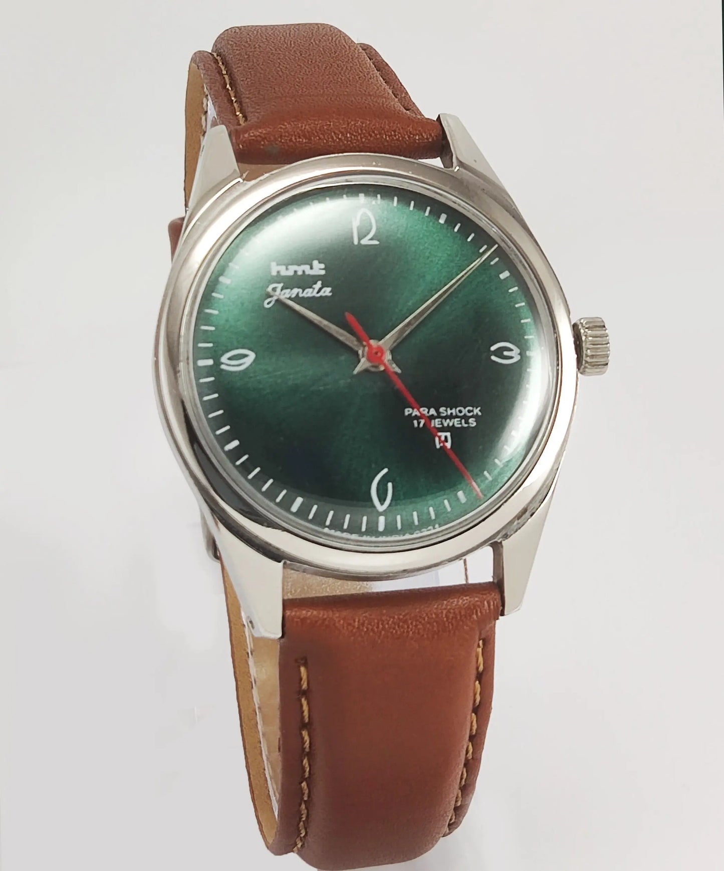 HMT Janata Para Shock 17 Jewels Green Dial Mechanical Hand winding Men's Wrist Watch Discover-Diamonds