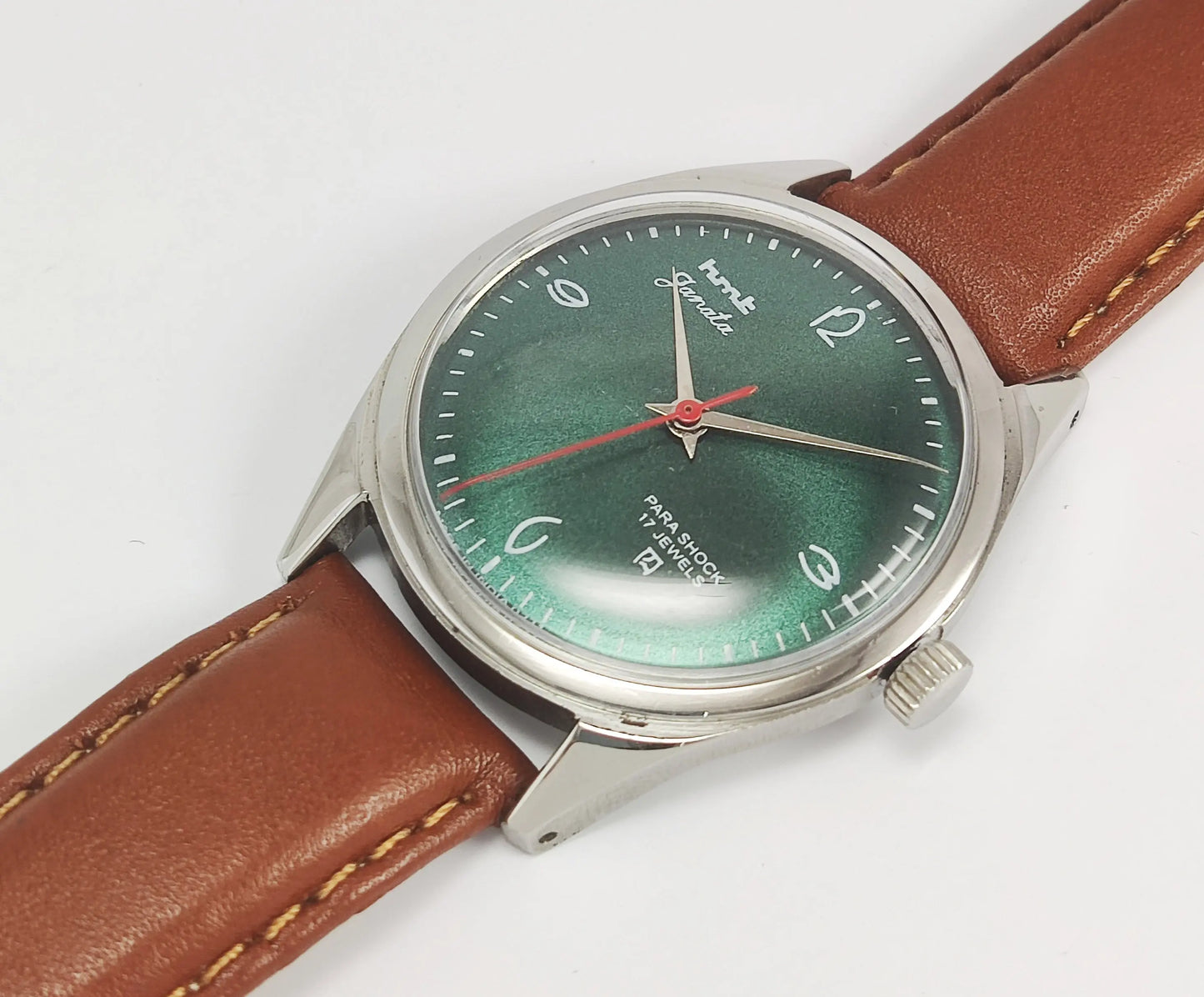 HMT Janata Para Shock 17 Jewels Green Dial Mechanical Hand winding Men's Wrist Watch Discover-Diamonds