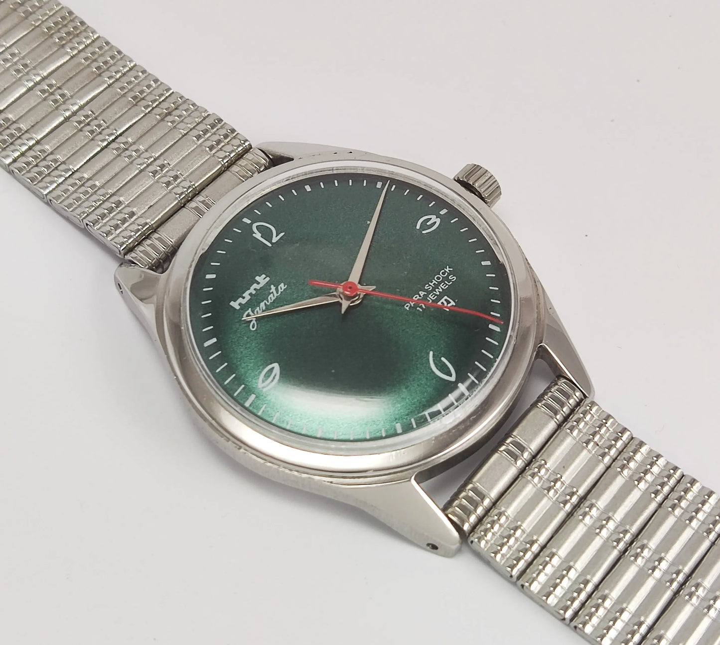 HMT Janata Para Shock 17 Jewels Green Dial Mechanical Hand winding Men's Wrist Watch Discover-Diamonds