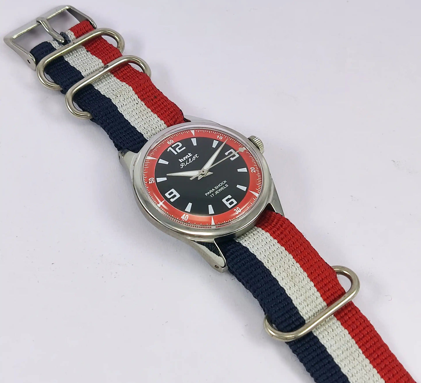 HMT Pilot Para Shock 17 Jewels Black Dial Handwinding Men's Watch Discover-Diamonds