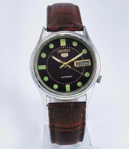 Seiko 5 Automatic 7009A Maroon Dial 17 Jewels Men's Watch Discover-Diamonds