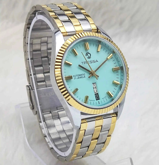 Tressa Automatic 21 Jewels Turquoise Dial Day Date 2066 Men's Watch