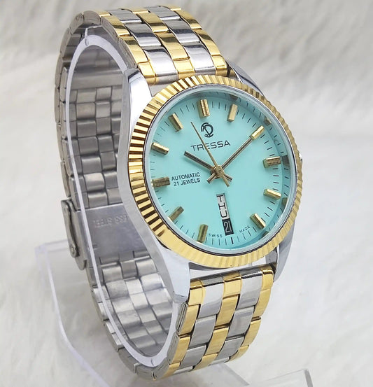 Tressa Automatic 21 Jewels Turquoise Dial Day Date 2066 Men's Watch Discover-Diamonds Physical