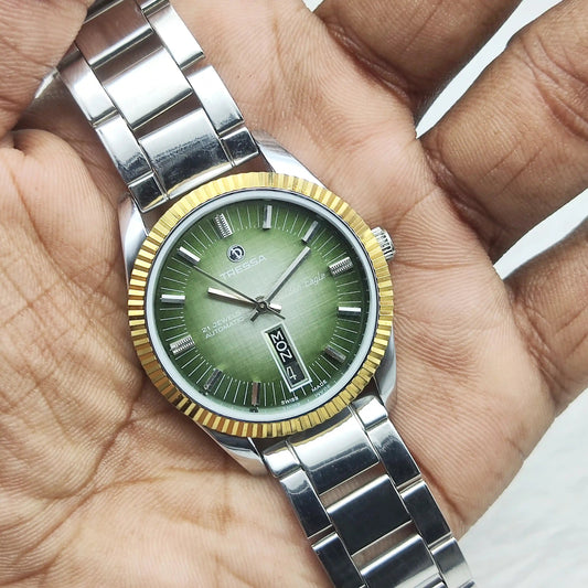 Tressa Golden Eagle Automatic 21 Jewels Green Dial Day Date 2066 Men's Wrist Watch Discover-Diamonds Physical