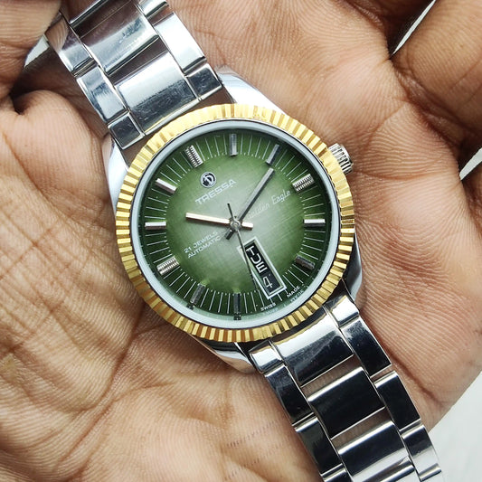 Tressa 2066 Eagle Automatic 21 Jewels Green Dial With Day Date Features