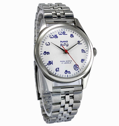 HMT Tamil Para Shock 17 Jewels White Dial Transparent Back Handwinding Men's Watch - Discover-Diamonds