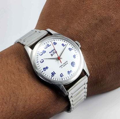 HMT Tamil Para Shock 17 Jewels White Dial Transparent Back Handwinding Men's Watch - Discover-Diamonds