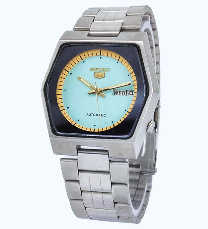 Seiko 5 Automatic 6309A 17 Jewels Turquoise Dial Day Date Men's Watch Discover-Diamonds