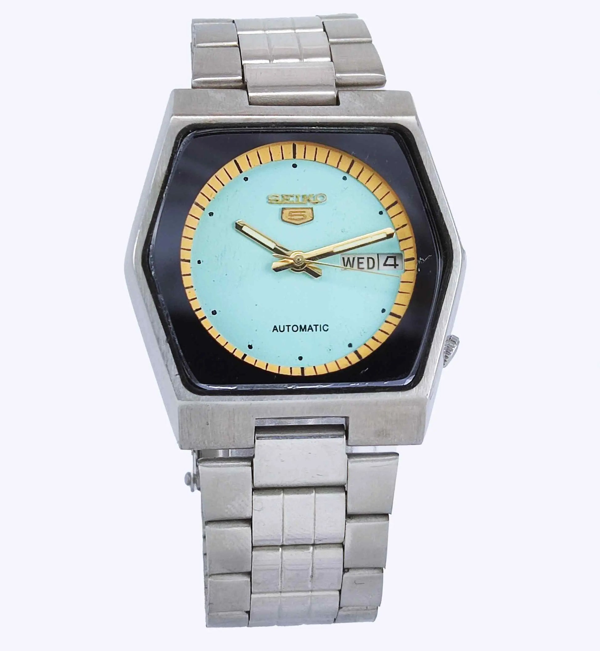 Seiko 5 Automatic 6309A 17 Jewels Turquoise Dial Day Date Men's Watch Discover-Diamonds