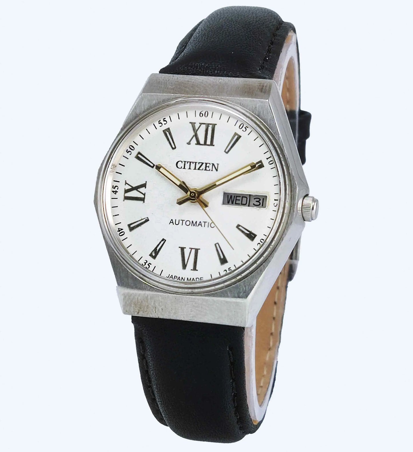 Citizen Automatic 21 Jewels 8200A White Dial Day Date Watch Discover-Diamonds