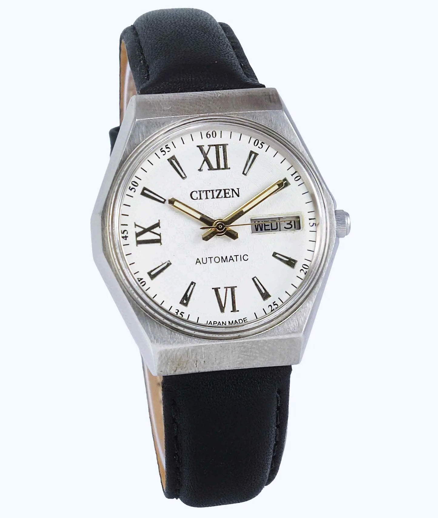 Citizen Automatic 21 Jewels 8200A White Dial Day Date Watch Discover-Diamonds