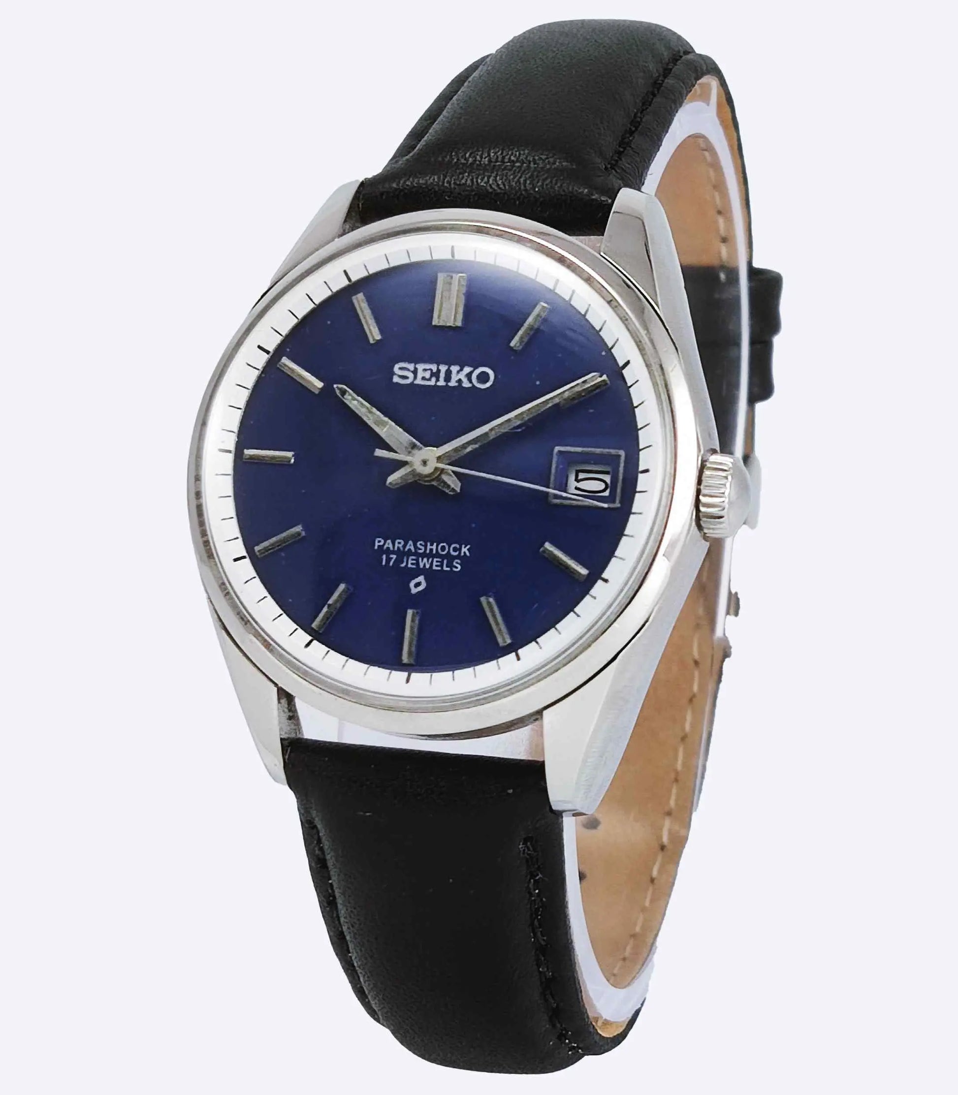 Seiko Para Shock 17 Jewels Blue Dial Date Window Men's Watch Discover-Diamonds