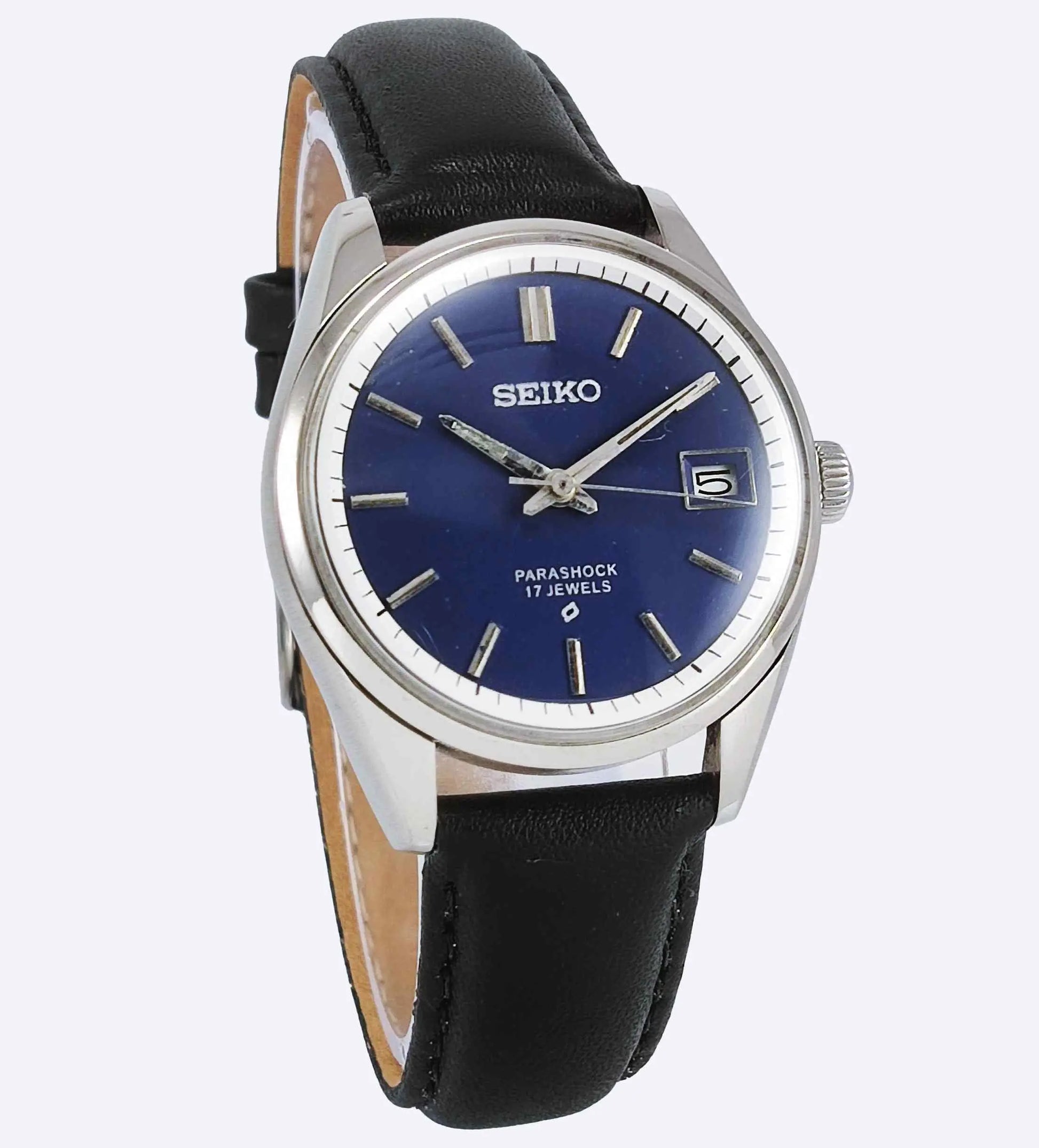 Seiko Para Shock 17 Jewels Blue Dial Date Window Men's Watch Discover-Diamonds