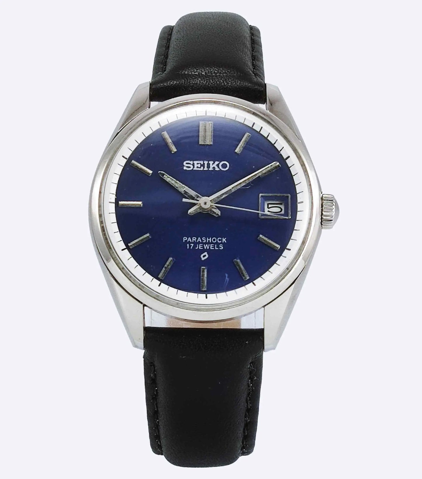 Seiko Para Shock 17 Jewels Blue Dial Date Window Men's Watch Discover-Diamonds