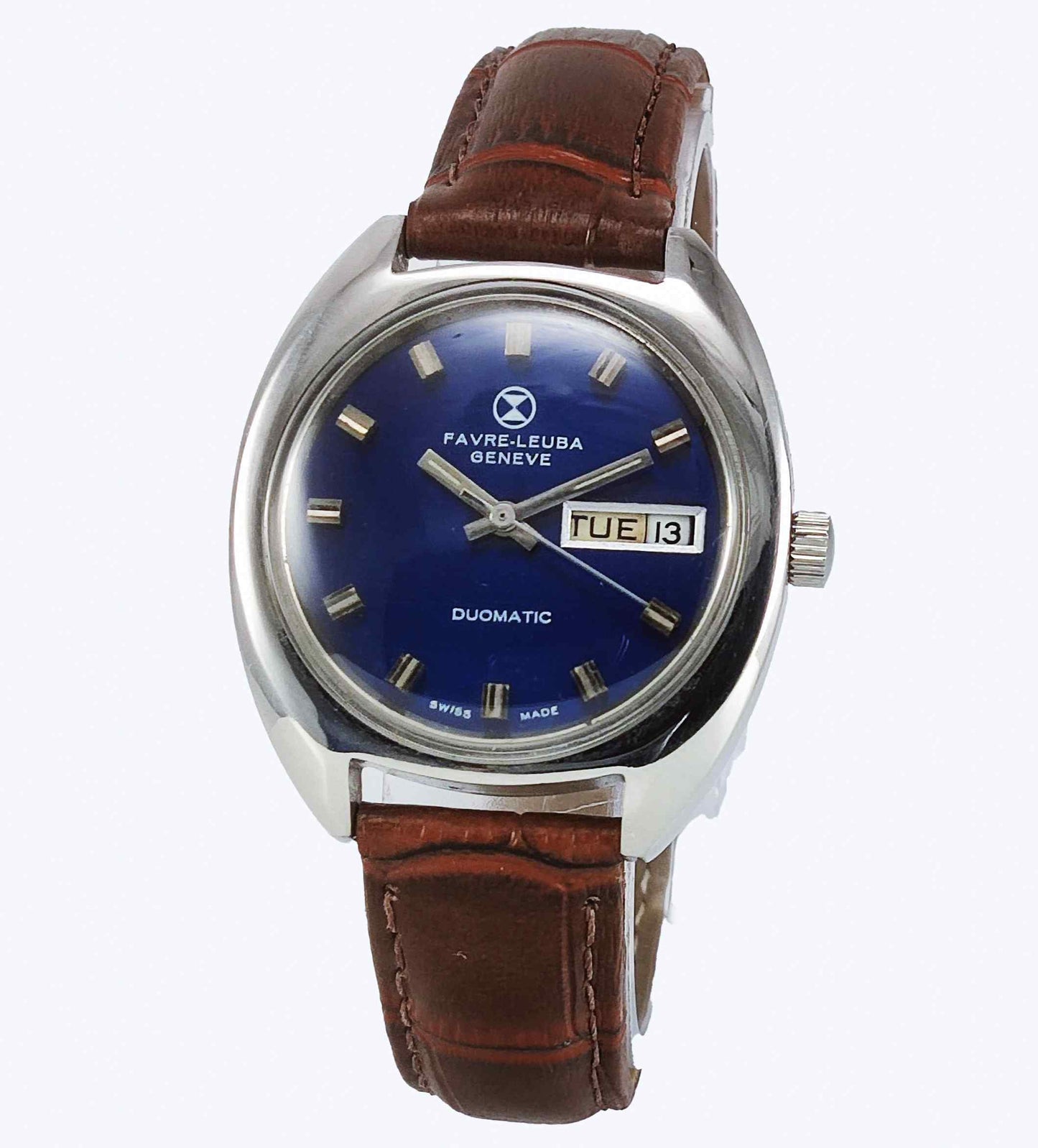 Favre Leuba Duomatic 908 Navy Blue Dial 25 Jewels Men's Automatic Watch Discover-Diamonds