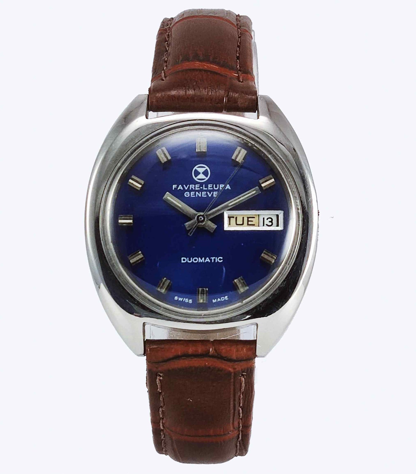 Favre Leuba Duomatic 908 Navy Blue Dial 25 Jewels Men's Automatic Watch Discover-Diamonds