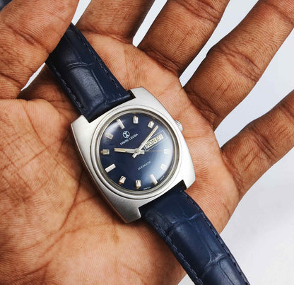 Favre Leuba Duomatic 909 Navy Blue Dial Automatic 17 Jewels Men's Wrist Watch Discover-Diamonds