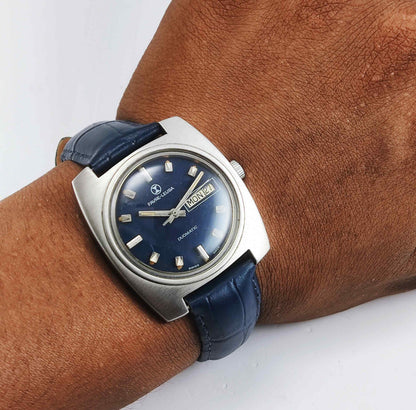 Favre Leuba Duomatic 909 Navy Blue Dial Automatic 17 Jewels Men's Wrist Watch Discover-Diamonds