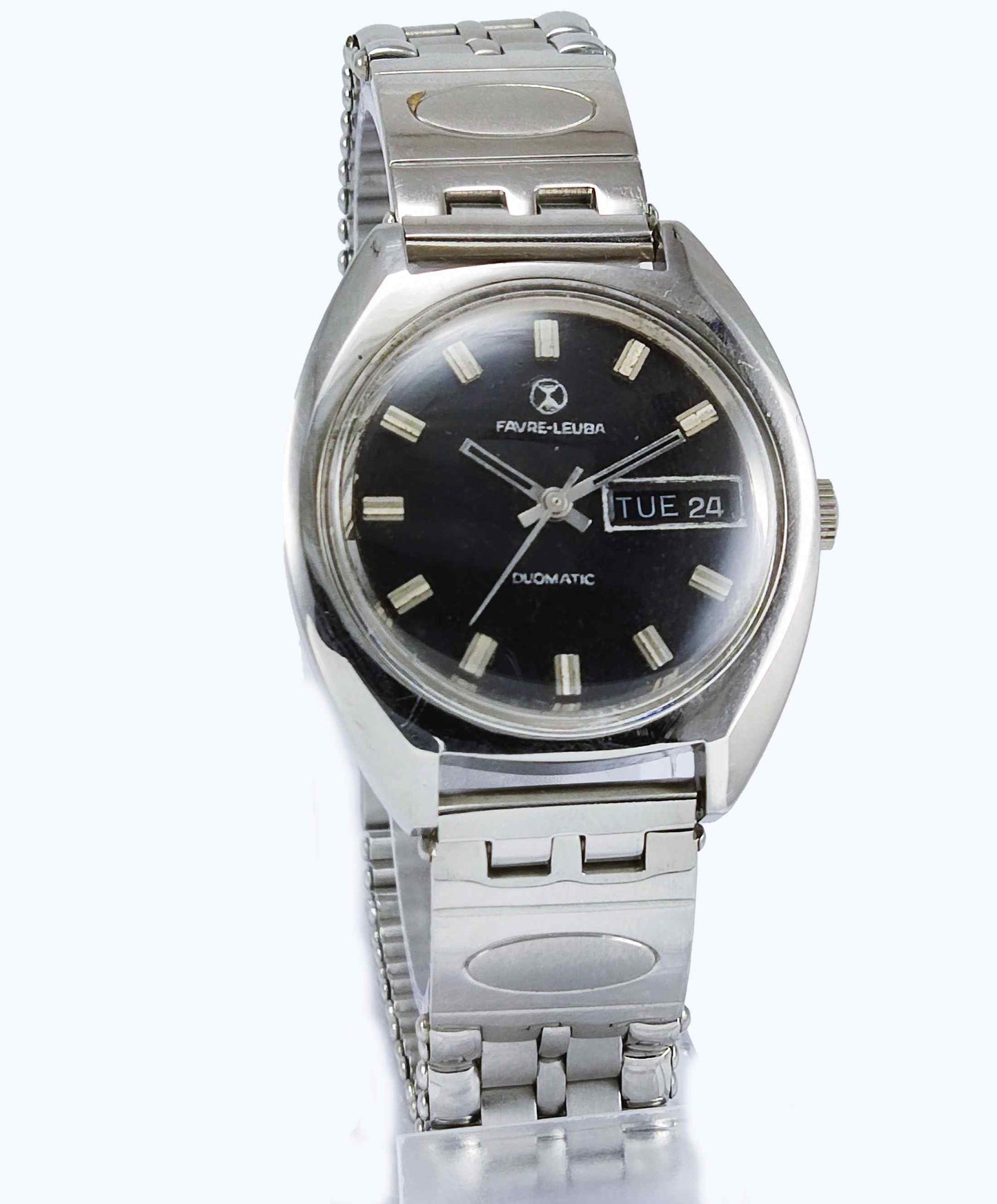 Favre Leuba Duomatic 2066 Black Dial 17 Jewels Men's Automatic Watch Discover-Diamonds