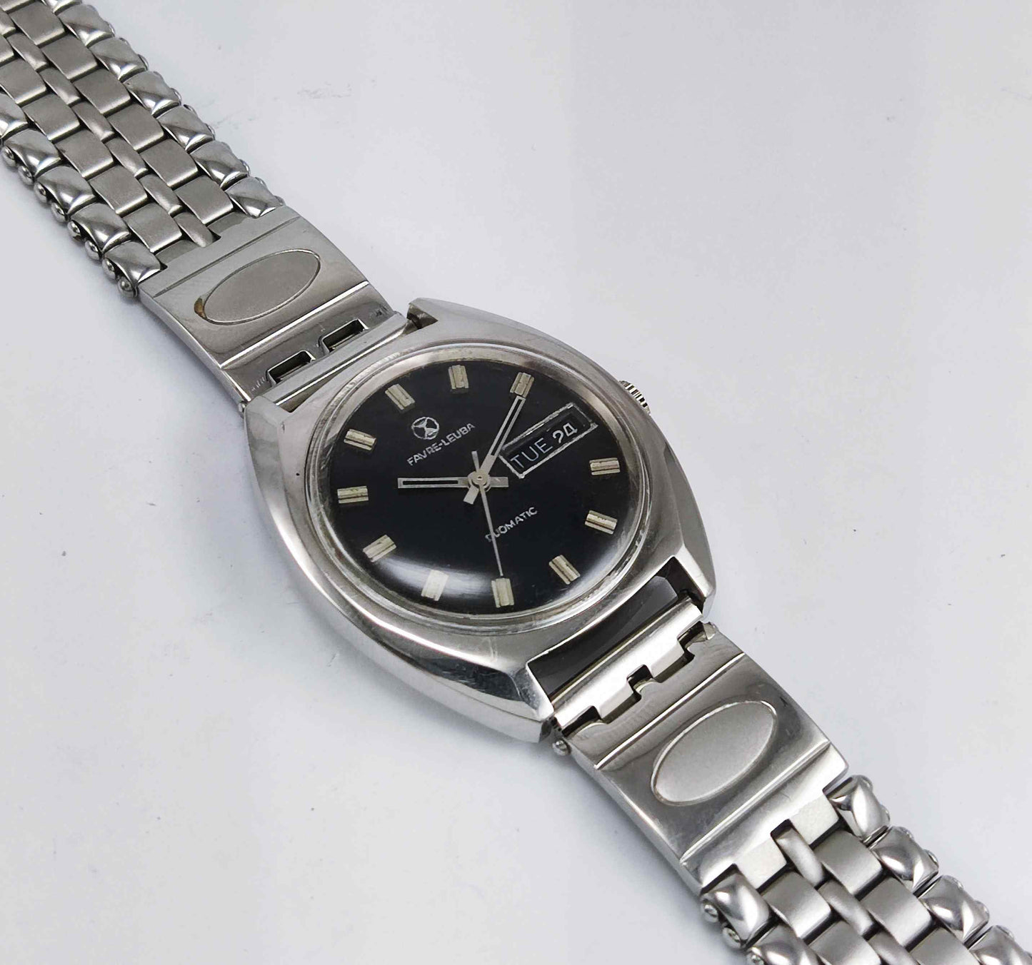 Favre Leuba Duomatic 2066 Black Dial 17 Jewels Men's Automatic Watch Discover-Diamonds