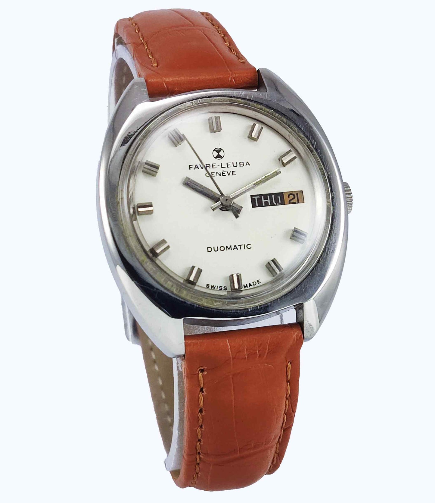 Favre Leuba Geneve Duomatic 1916 Off White Color Dial Automatic 17 Jewels Men's Watch Discover-Diamonds