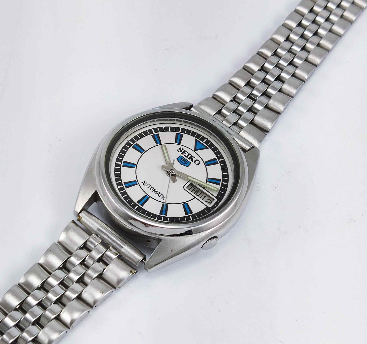 Seiko 5 Automatic-7009A Pearl Dial 17 Jewels Day Date Men's Mechanical Watch Discover-Diamonds