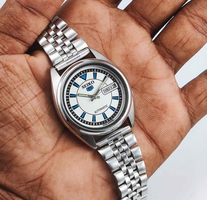 Seiko 5 Automatic-7009A Pearl Dial 17 Jewels Day Date Men's Mechanical Watch Discover-Diamonds