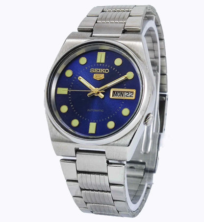 Seiko 5 Automatic-7009A Analog Blue Dial 17 Jewels Day Date Men's Mechanical Watch Discover-Diamonds