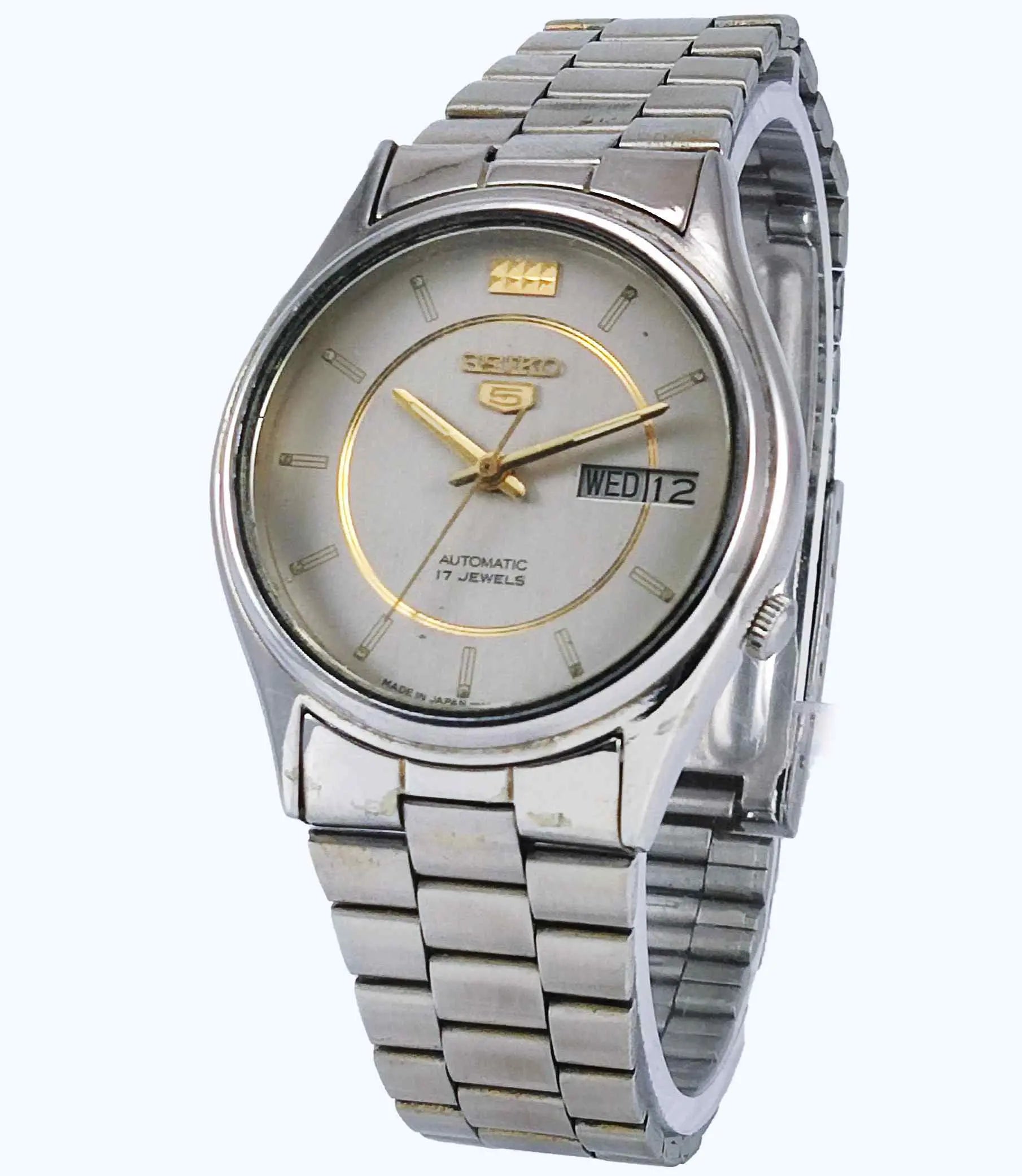 Seiko 5 Automatic-7009A Silver Dial 17 Jewels Day Date Men's Mechanical Watch Discover-Diamonds