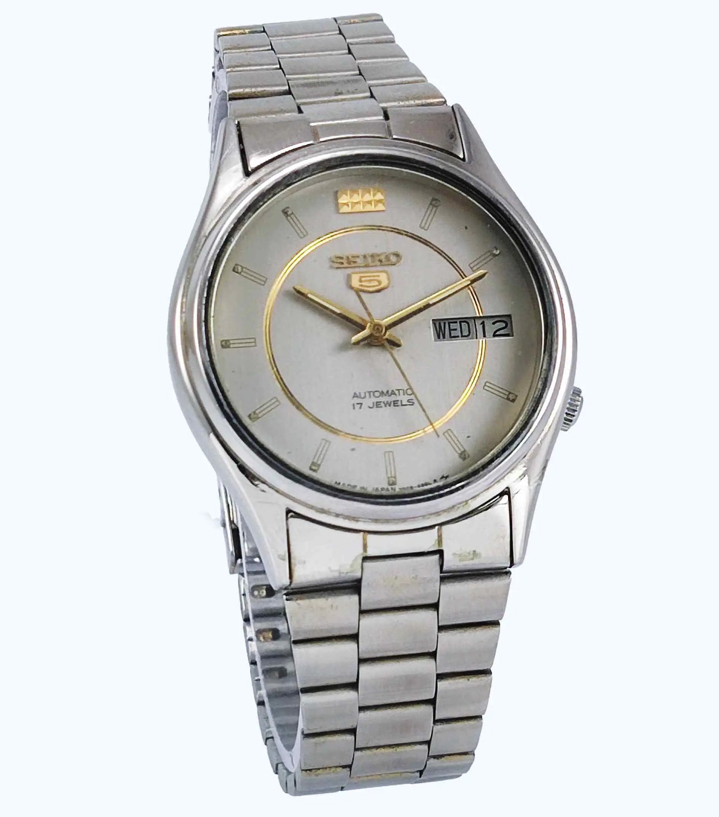 Seiko 5 Automatic-7009A Silver Dial 17 Jewels Day Date Men's Mechanical Watch Discover-Diamonds