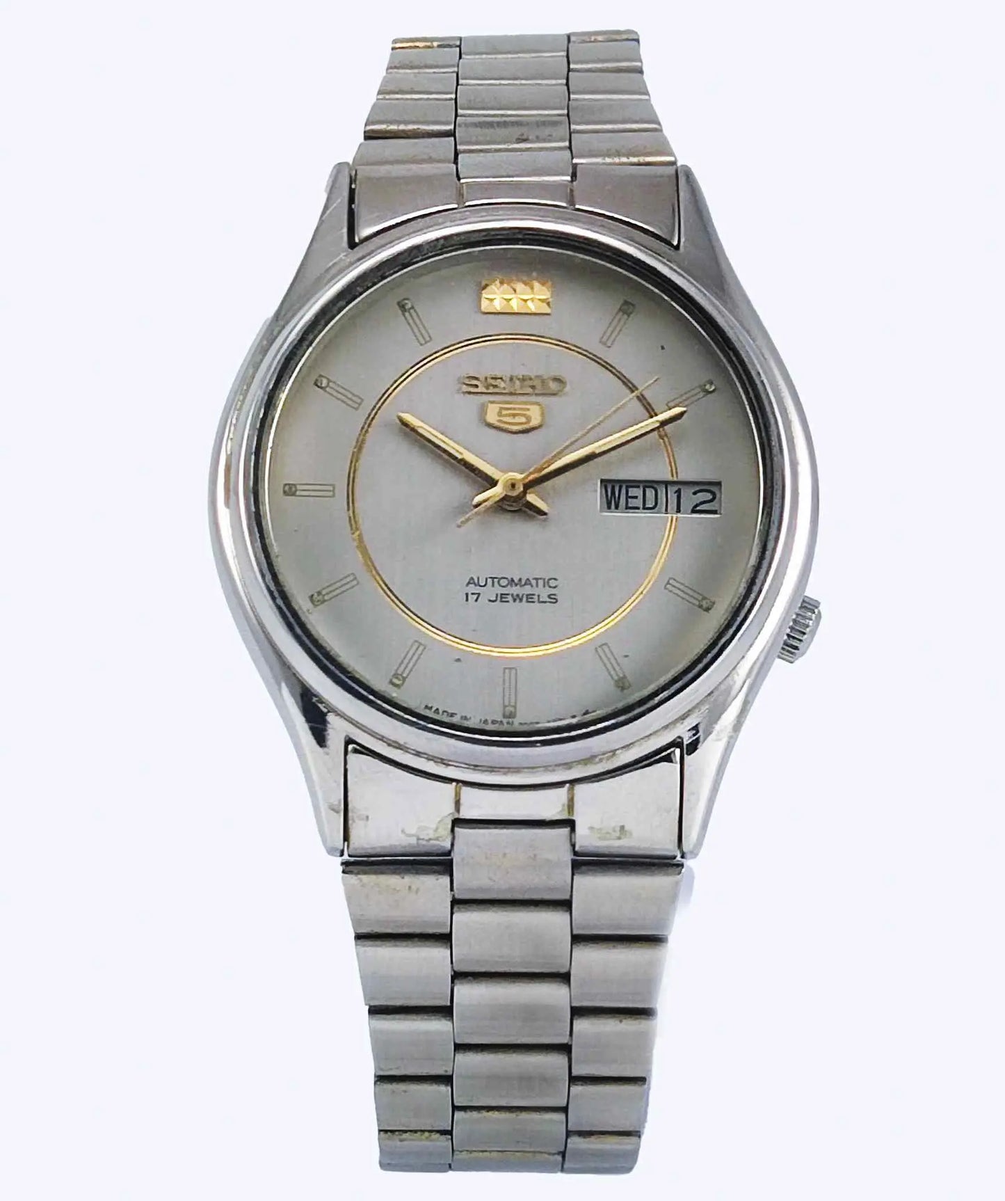 Seiko 5 Automatic-7009A Silver Dial 17 Jewels Day Date Men's Mechanical Watch Discover-Diamonds