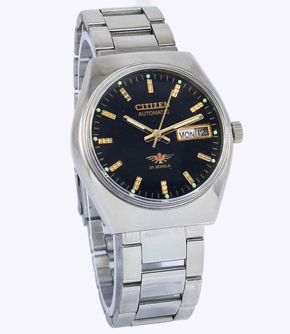 Citizen Automatic 8200A Black Dial 21 Jewels Day Date Men's Mechanical Watch Discover-Diamonds