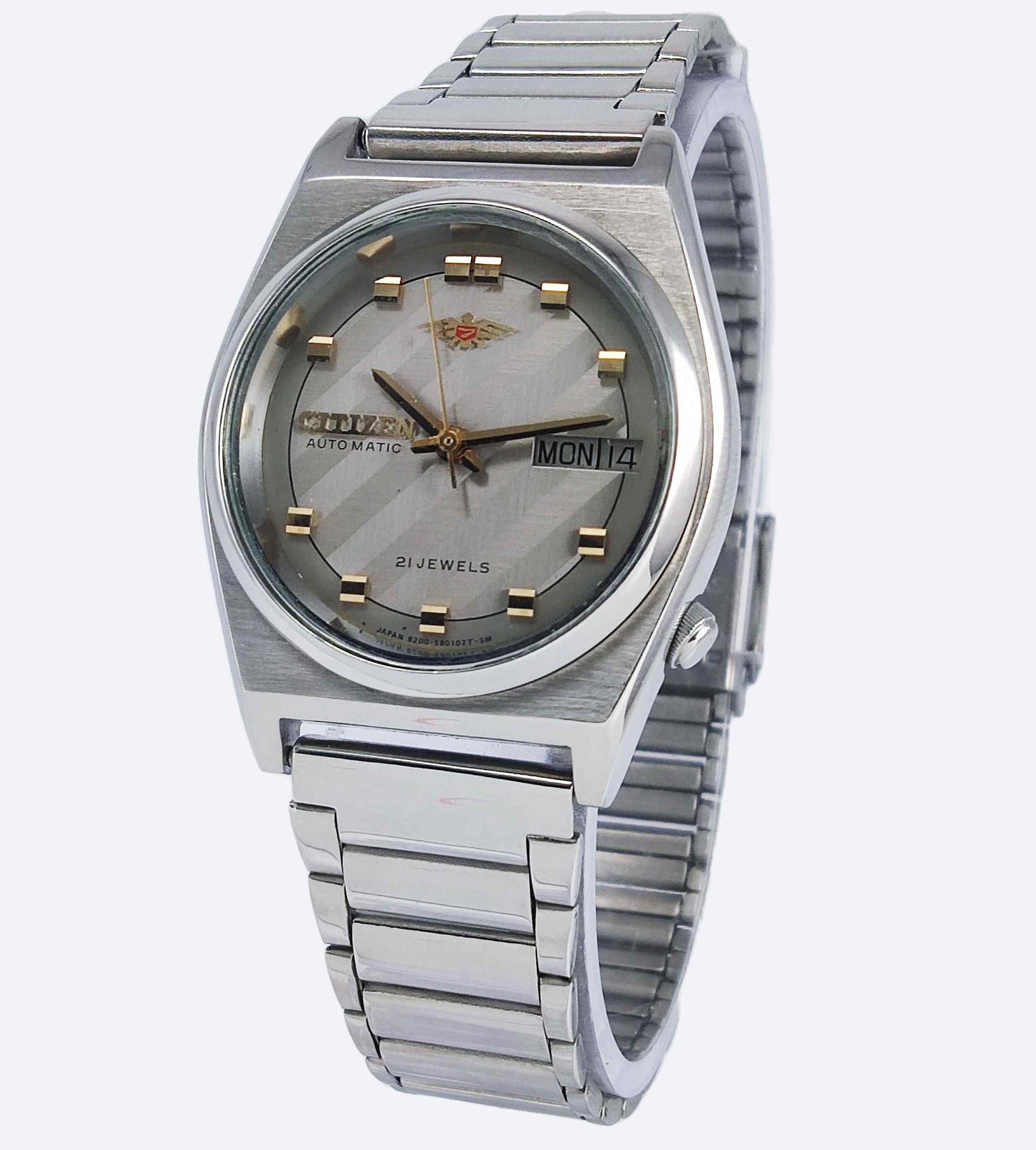 Citizen Automatic 8200A Gray Dial 21 Jewels Day Date Men's Mechanical Watch Discover-Diamonds