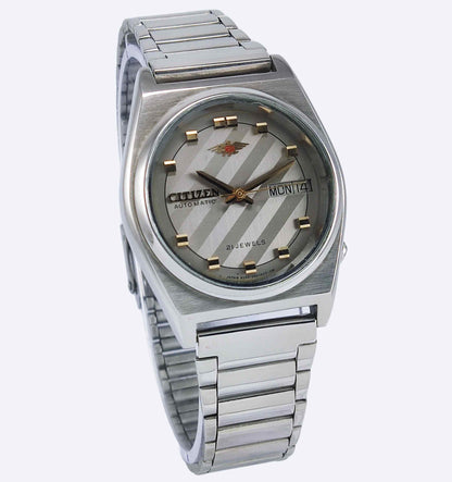 Citizen Automatic 8200A Gray Dial 21 Jewels Day Date Men's Mechanical Watch Discover-Diamonds