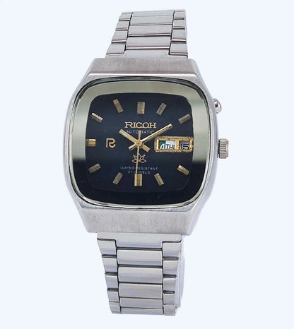 Ricoh Automatic 21 Jewels R31 Sky Black Dial Day Date Men's Mechanical Watch Discover-Diamonds