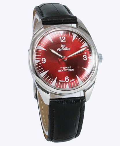 Roamer 17 Jewels Shock Proof Mechanical Handwinding Red Dial Watch Discover-Diamonds