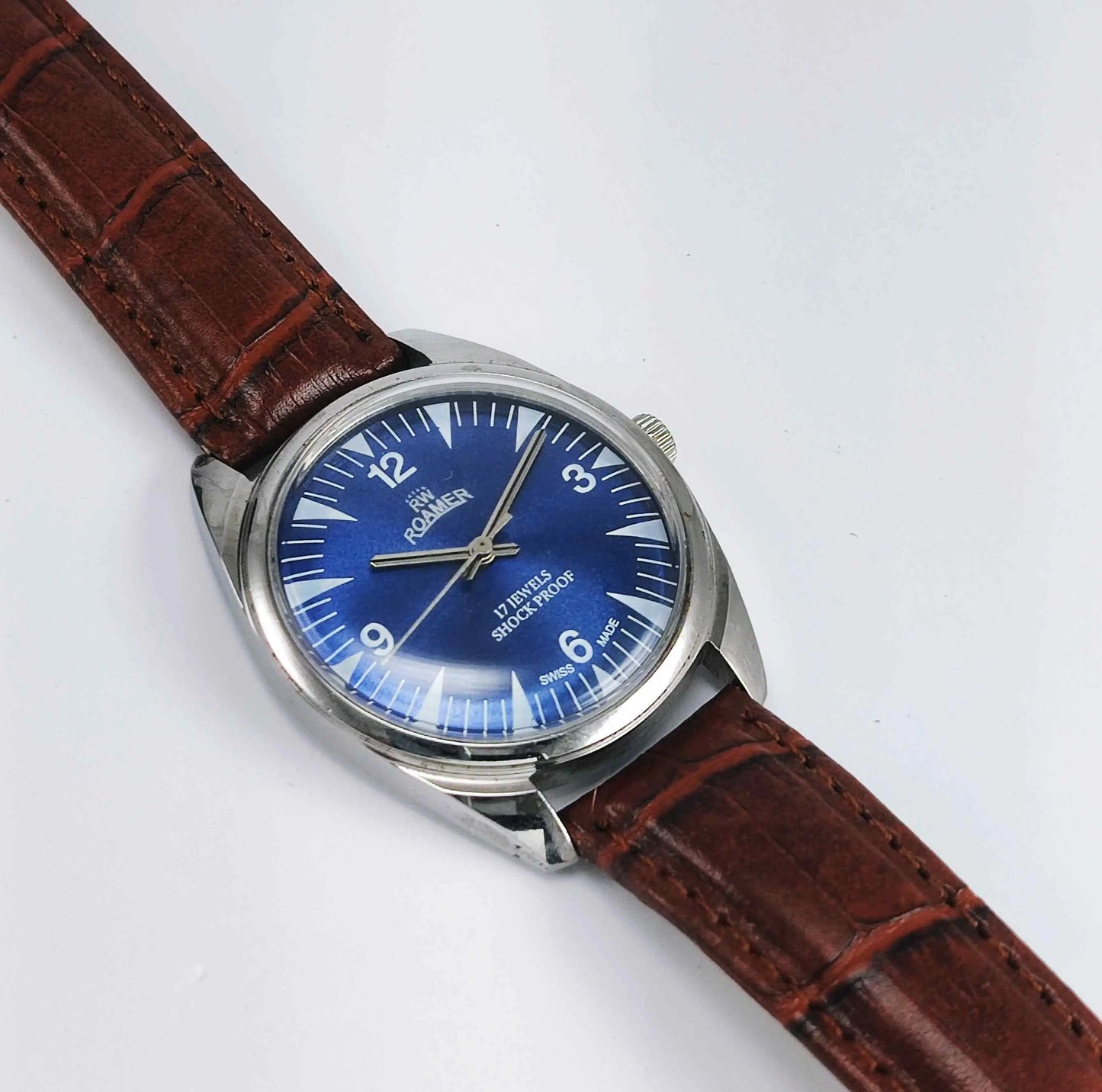 Roamer 17 Jewels Shock Proof Mechanical Handwinding Blue Dial Men's Watch Discover-Diamonds