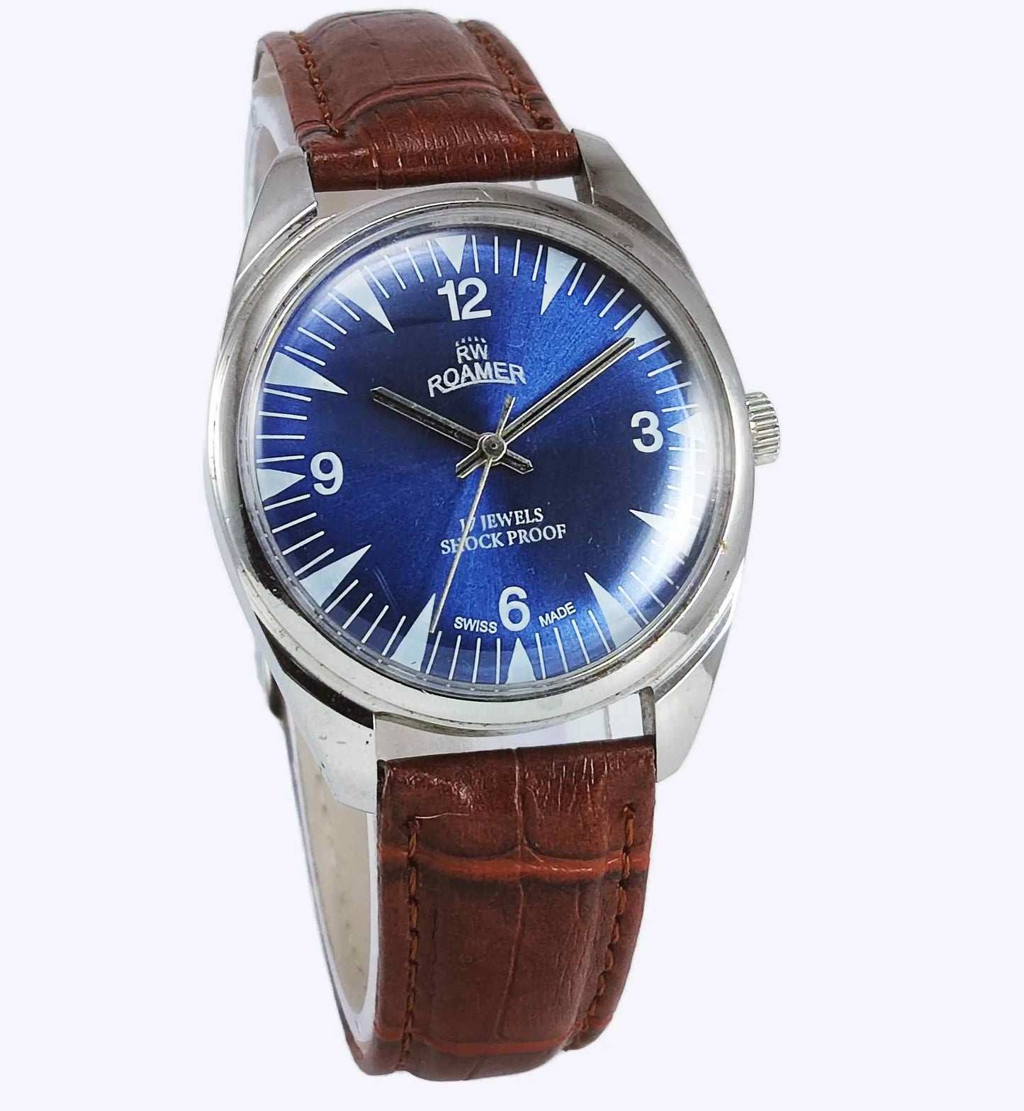 Roamer 17 Jewels Shock Proof Mechanical Handwinding Blue Dial Men's Watch Discover-Diamonds