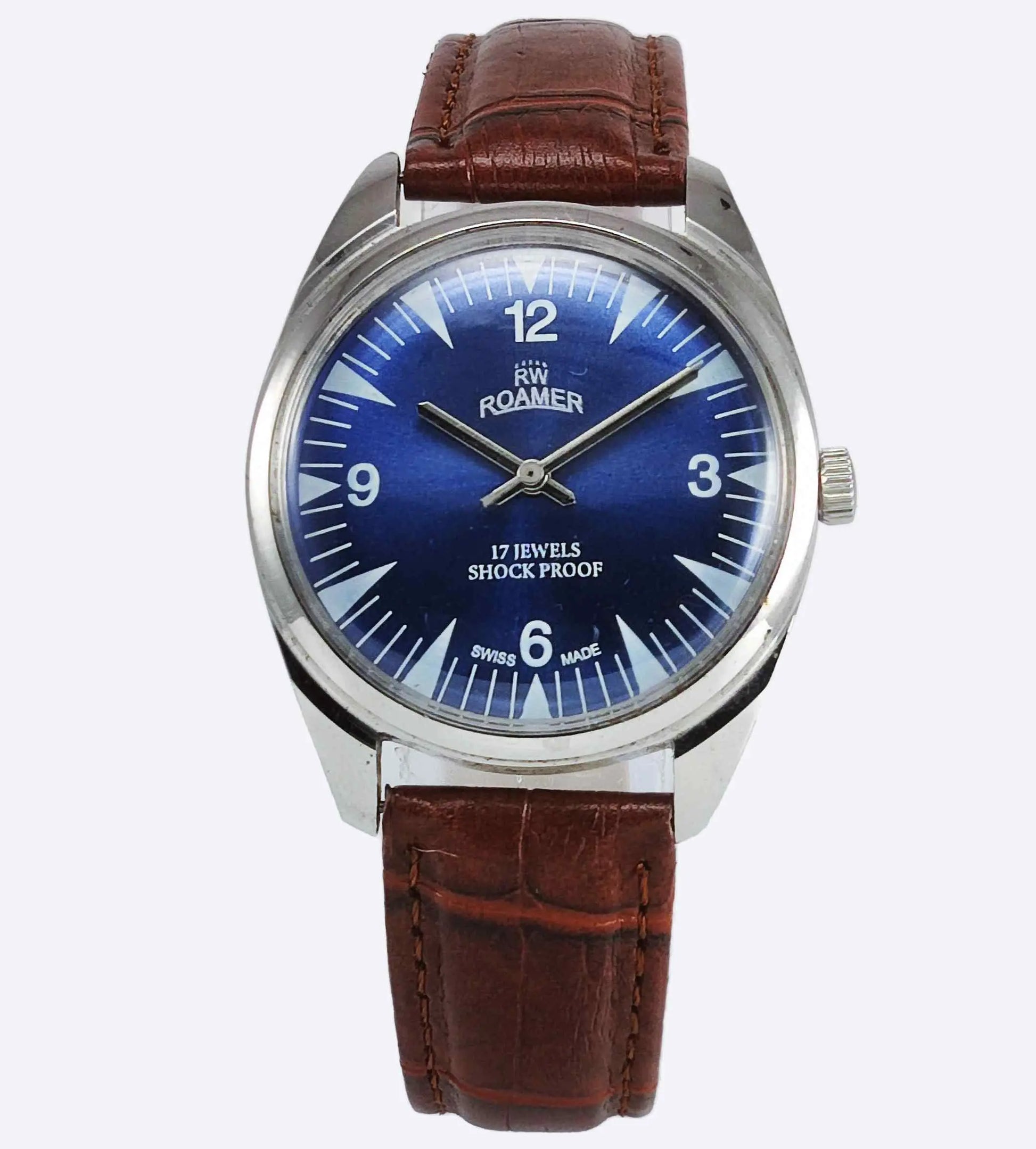 Roamer 17 Jewels Shock Proof Mechanical Handwinding Blue Dial Men's Watch Discover-Diamonds